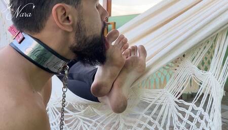 Hex clean up Nara`s dirty feet while she relax (1080 EN-sub) - Foot Domination - Dirty Feet - Foot Slave - Foot Worship - Humiliation