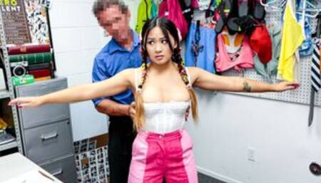 Fake Asian titties make security guard horny