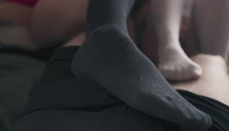 "How to give a Footjob" - POV Footjob Tutorial with Natural Nails and Blowjob with Miss Flora