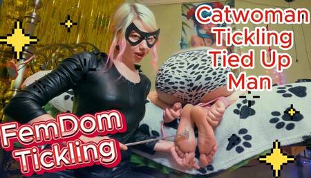 Cat Women Tickling Tied Up Man
