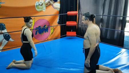 Strong judo girl vs strong big guy