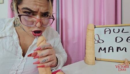 WICKED SMOKING TEACHER GIVES A LESSON IN BLOWJOB WITH LOTS OF SPIT ON HER TOYS - CLIP 2 - BY VICTORIA DIAS - NEW JULY 2025