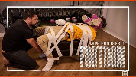 Hex turn Tonny into his new footrest furniture by tape bondage (720p ENG-sub) Bondage Male - Gay Foot Domination - Gay Sneaker Fetish - Male Domination