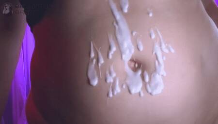 Sexy Little Belly Button Overflowing With Lotion