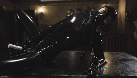 Livy gagged, Inflated & Dripping in Latex