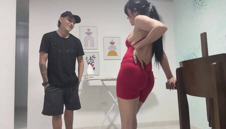 Stepsister helps her stepbrother with a condition to fuck her