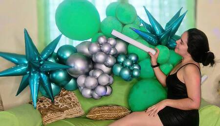 2pov: Smashing latex and foil balloons in my leather dress and a sharp friend