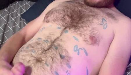 SKEETBALL: Shooting cum at a target on my chest