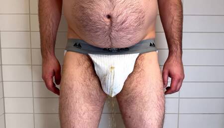 Dude Pissing His White Jocks and Farts