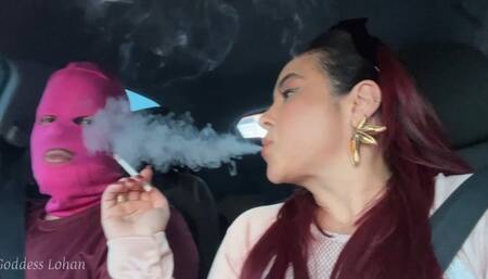 Goddess Lohan - While You Work as My Driver, I Will Use Your Mouth as My Ashtray