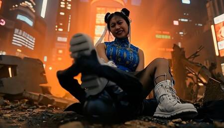 Giantess Chun-Li Humiliates Batman With Long Boots