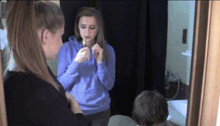 56 Betty and Bertie Today two girls want to humiliate a slave again The girls put the guy on his knees, they smoke, shake ashes into the guy's mouth, spit in his face, and all this is accompanied by loud laughter of these