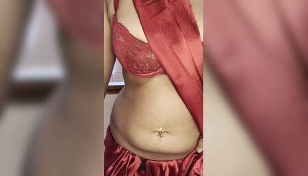 Indian Beautiful girl in Red Saree Teasing Seductive Dance & Playful Energy