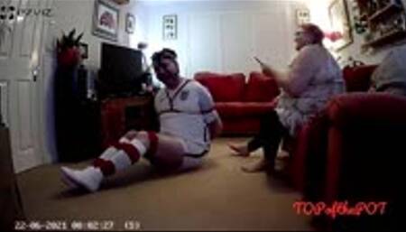 Footballer bound and gagged escape challenge - cam 2