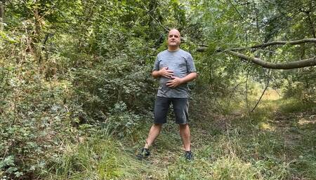 Zolee undresses in the forest and then cums