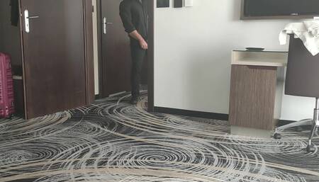 I Masturbate When Room Service Comes, He Watches Then Fucks Me Rough and Gives Me a Messy Facial