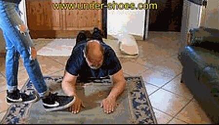 Our 18YO brutal model Miss Angie savage full body trample CBT and ballbusting with Nike's