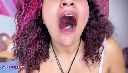 Asmr Close-up Mouth Eating Gummy Worms and Talking About Swallowing You