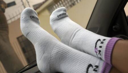 Catalina warm sport socks teasing at car! - MOV