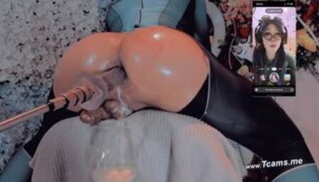 Trans' Ass Being Fucked By Her Dildo Machine