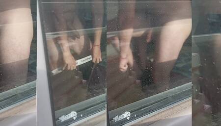 Mature hetero neighbor with big flaccid cock changing his underwear to go out on the street