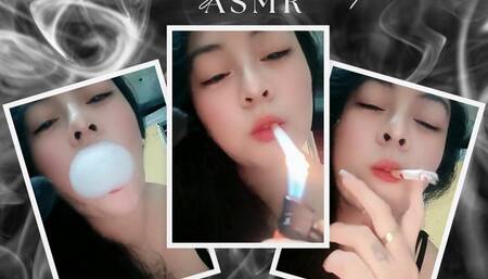 CUSTOM - SMOKING CLOSE UP ASMR - SMOKING THREE MARLBORO RED CIGARETTE - POV