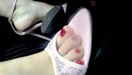 Fast Drive Wearing Pointy Sandals - Side View