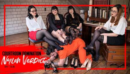 Judge Nara and Prosecutors Louise, Venus and Bimby in a Trial for Foot Fetish Crimes (720 EN-sub) Nylon Domination - Pantyhose - Stockings - Foot Domination - Foot Smelling