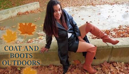 Coat and Boots outdoors- walk and worship Reina Leather