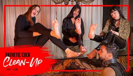 Nara, Bimby and Vibora humiliate a foot cleaning cuck with condoms and spit (720 EN-sub) Foot Humiliation - Foot Cuckold - Foot Cum Eating - Spitting - Beta Humiliation - Cum Swallower