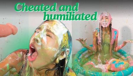 I am humiliated as a presenter with slime pie cake chocolate