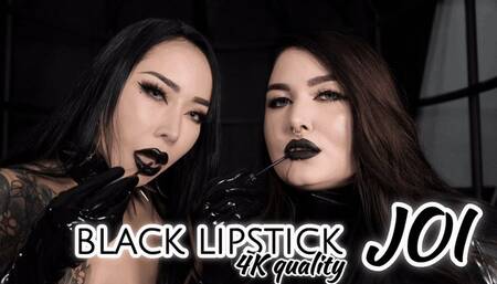 JOI and CEI in Black Lipstick - Lips and Mouth Fetish | Mistress Karino, Mistress Youko [4K MP4]