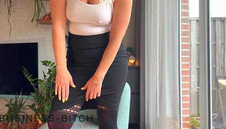 curvy business woman in dried cum nylons gets more hot cum by the boss - business-bitch