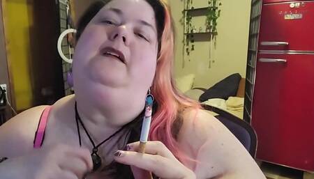 SSBBW Smoking While Playing with My Neck and Massive Arms