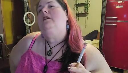 SSBBW Smoking While Playing with My Neck and Massive Arms
