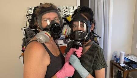 Two Gals Mask and Glove Up