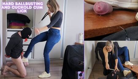 Lytta Blond - Hard Ballbusting and Cuckold Cum Lick - Sexy Lytta Kicks HARD bitch balls - Make him lick her used condoms and milk him and make him lick his own cum - CUCKOLD - CUM EATING - BALLBUSTING - FEMALE DOMINATION - FOOT DOMINATION - FEMDOM - CBT -