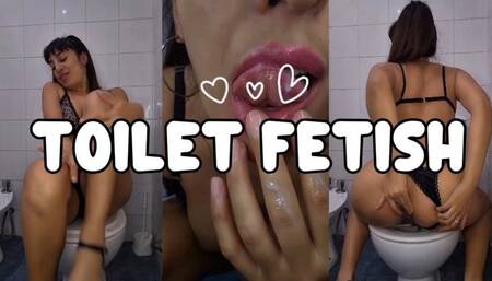 Toilet fetish, pissing, ass to mouth and masturbation