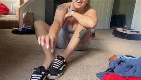 Giantess shrinks you and traps you in sweaty converse