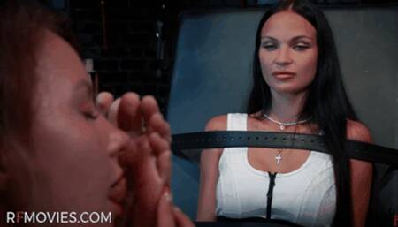 Afina – Foot Worship and Ticklish Play in Leather Belt Bondage with Anna Luna (UHD 4K MP4)