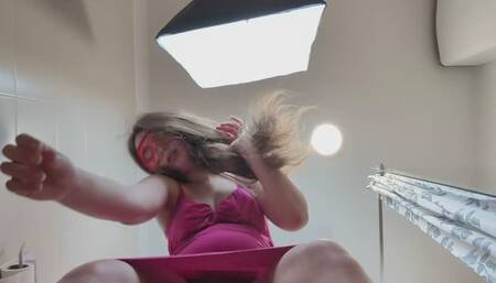 Pissing Twice Over the Toilet View From Above Washing Facesitting Bathroom