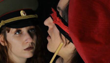 Army Interrogation - Thigh caning - 720p