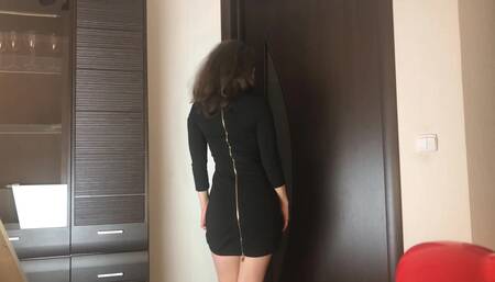 Sweet girl make striptease and after show suck and fuck her boyfriend