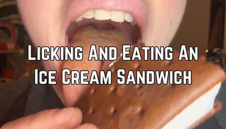 Phoenix Bates Licking And Eating An Ice Cream Sandwich 1080p - Extreme Close Ups - Open Mouth Chewing - Dirty Tongue - Licking