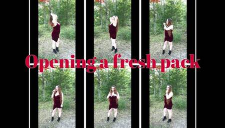 Opening a fresh pack