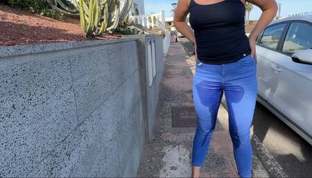 Jeans pants pissing public compilation