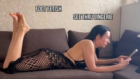 See-Thru Lingerie Dress & Foot Teasing