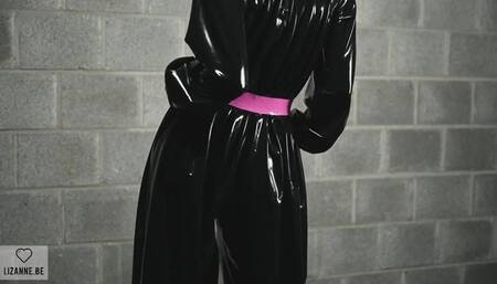 Jumpsuit + condom hood play