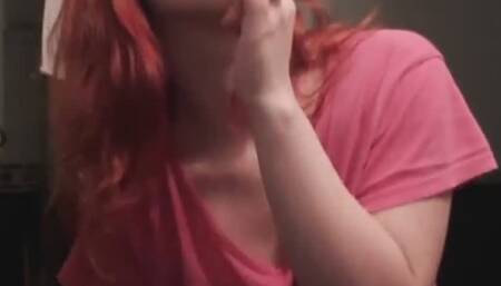 Smoking and undressing in bathroom