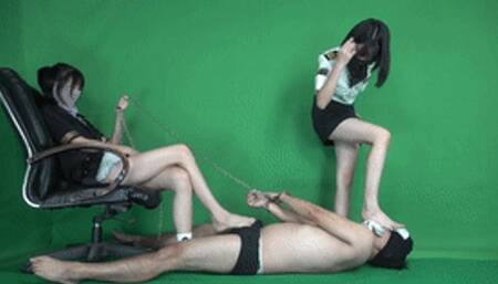 Two goddesses stomping on humiliation, dirty socks stinking feet, stomping on cocks!